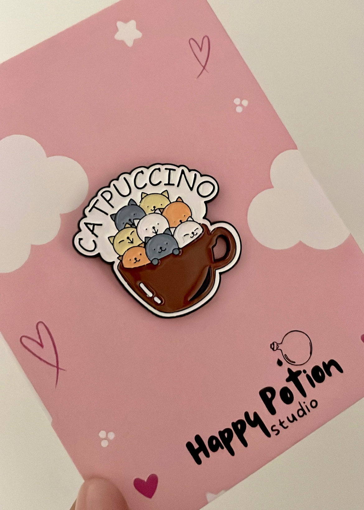 Catpuccino enamel pin