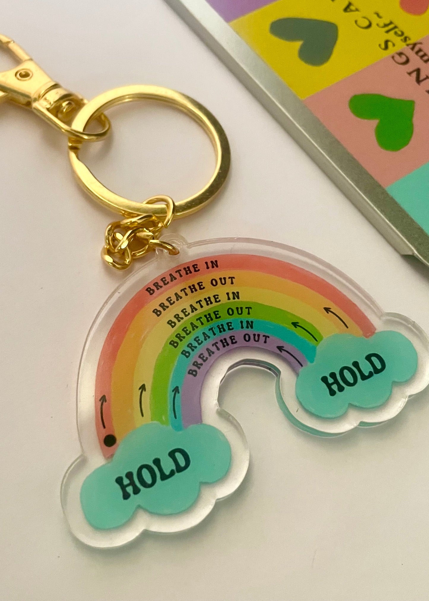 'Breathe-in Breathe-out' Rainbow Keychain