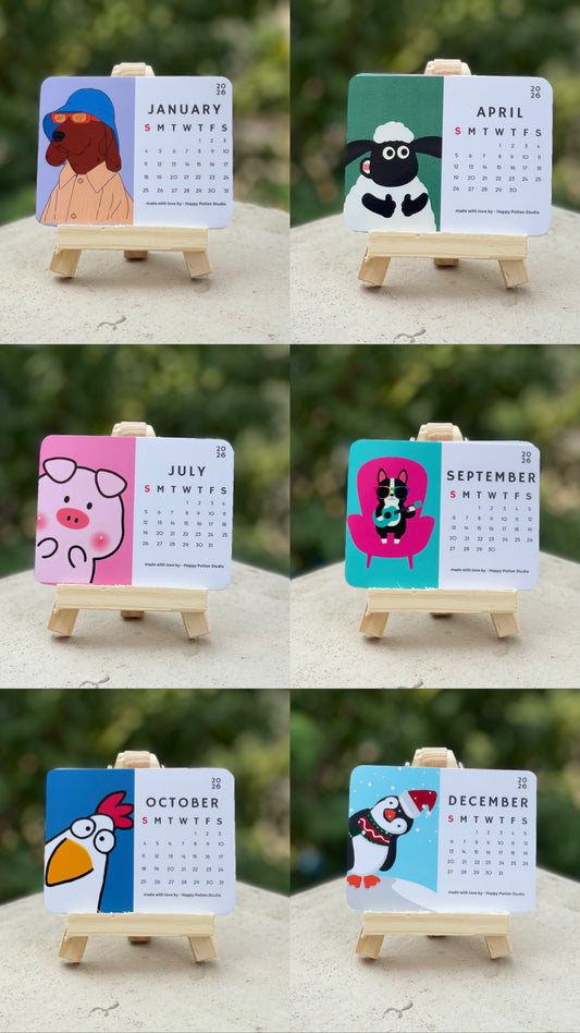 2026 Calendar with Wooden stand
