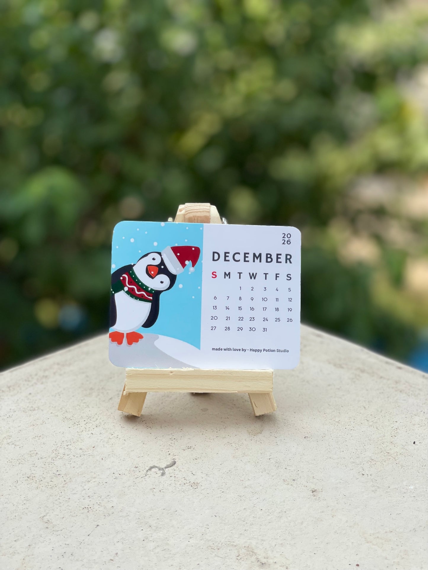 2026 Calendar with Wooden stand