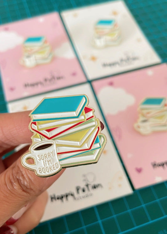 I’m booked enamel pin