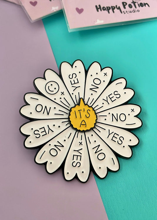 Yes or No spinner enamel pin