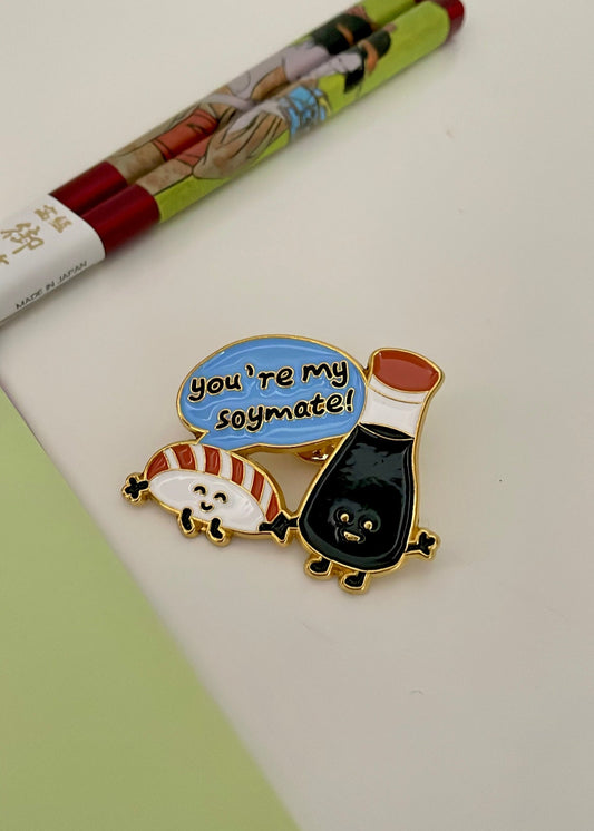 Soymate enamel pin
