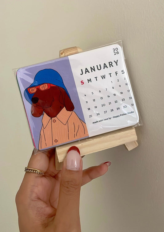 2026 Calendar with Wooden stand