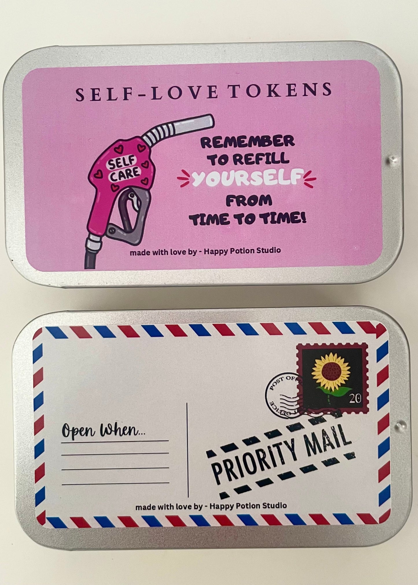 Self Love tokens tin + Open when tin bundle