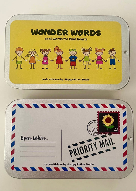 Wonder Words for kids tin + Open When tin bundle