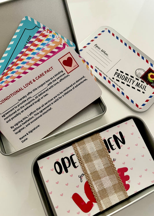Open when tin + Coupons tin (Design 1) bundle