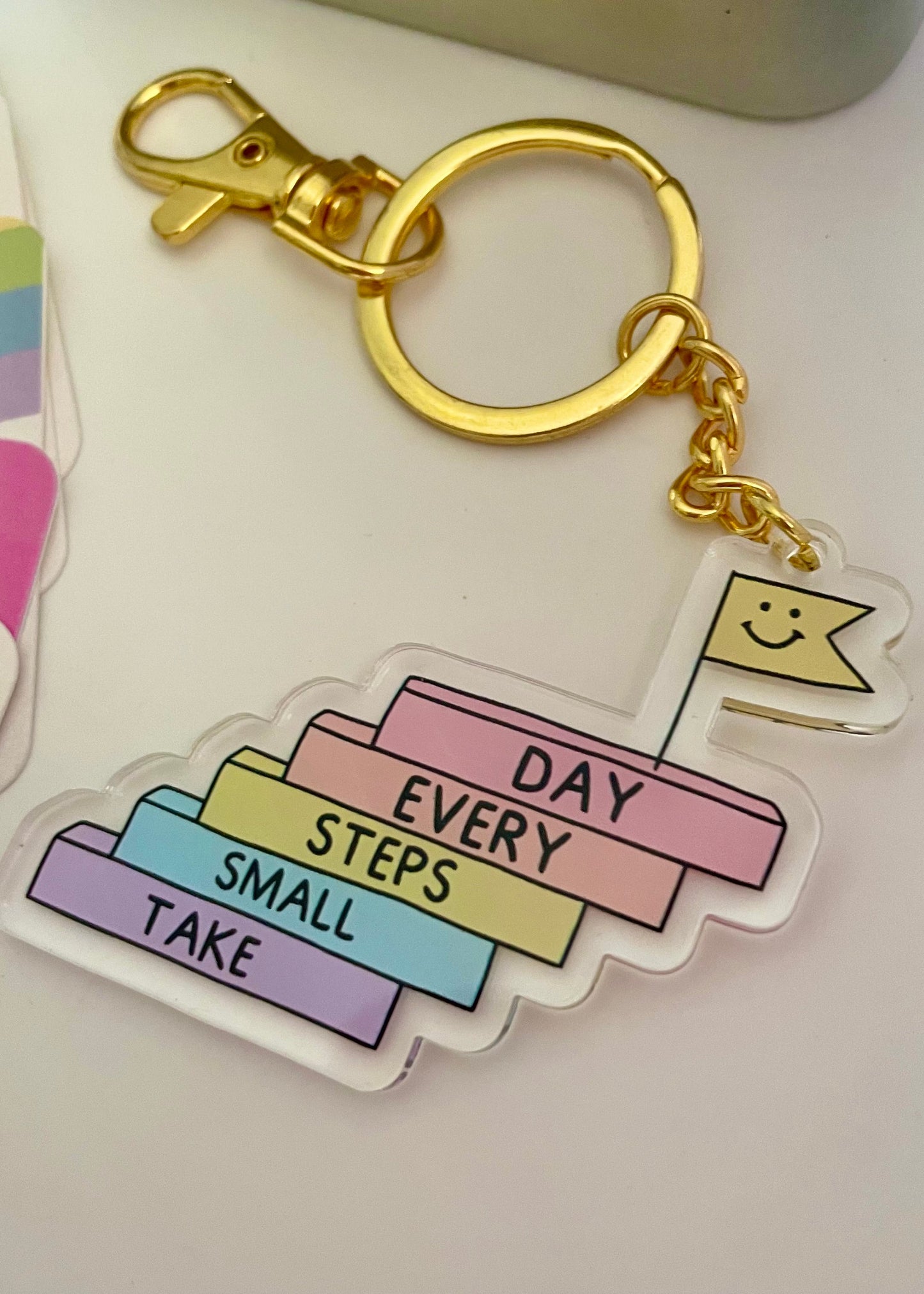 Take Small Steps Every Day Keychain