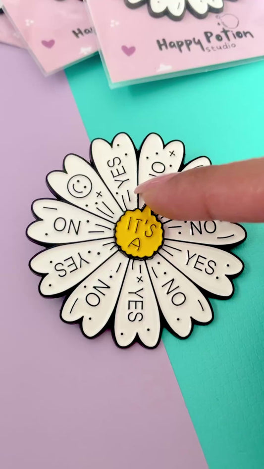 Yes or No spinner enamel pin